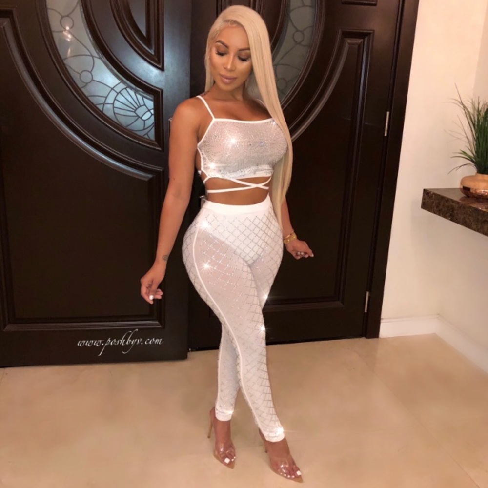 All White Crystal Two Piece Set